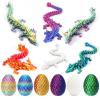6pack 3D Printed Dragon Egg with Dragon Inside,Mini Crystal Dragon Fidget Toy, Surprise 3D Printed Animals Toy (6 Pack) view 1