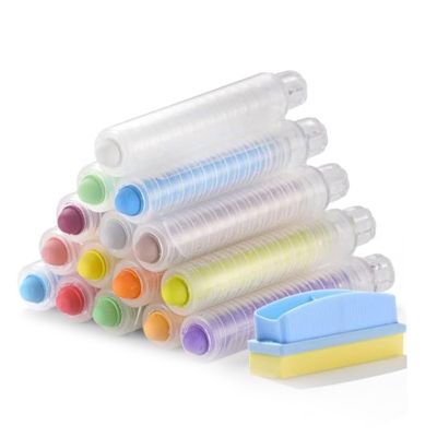 15Pcs Dustless Chalk Colored Chalk with Chalk Holder Whiteboard Eraser for Chalkboards Blackboards