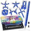 Magnetic Fidget Pen  Writing Tool & Spinner Toy Combo with 13 Blue Fun Rings, Stress Relief & Focus Gift for Kids 8+, Teens & Adults, Novelty Christmas Stocking Stuffer, Office & Study Toy view 1
