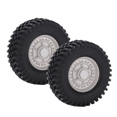 1.9in Beadlock Wheels and Tires Set, 100mm Diameter All Terrain Rubber Tires with Aluminum Rim, for Traxxas SCX10 1/10 RC Car Crawler, High Grip Force, Easy to Install (Silver)