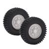 1.9in Beadlock Wheels and Tires Set, 100mm Diameter All Terrain Rubber Tires with Aluminum Rim, for Traxxas SCX10 1/10 RC Car Crawler, High Grip Force, Easy to Install (Silver) view 1