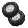 1.9in Beadlock Wheels and Tires Set, 100mm Diameter All Terrain Rubber Tires with Aluminum Rim, for Traxxas SCX10 1/10 RC Car Crawler, High Grip Force, Easy to Install (Silver) view 2