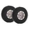 1.9in Beadlock Wheels and Tires Set, 100mm Diameter All Terrain Rubber Tires with Aluminum Rim, for Traxxas SCX10 1/10 RC Car Crawler, High Grip Force, Easy to Install (Silver) view 4