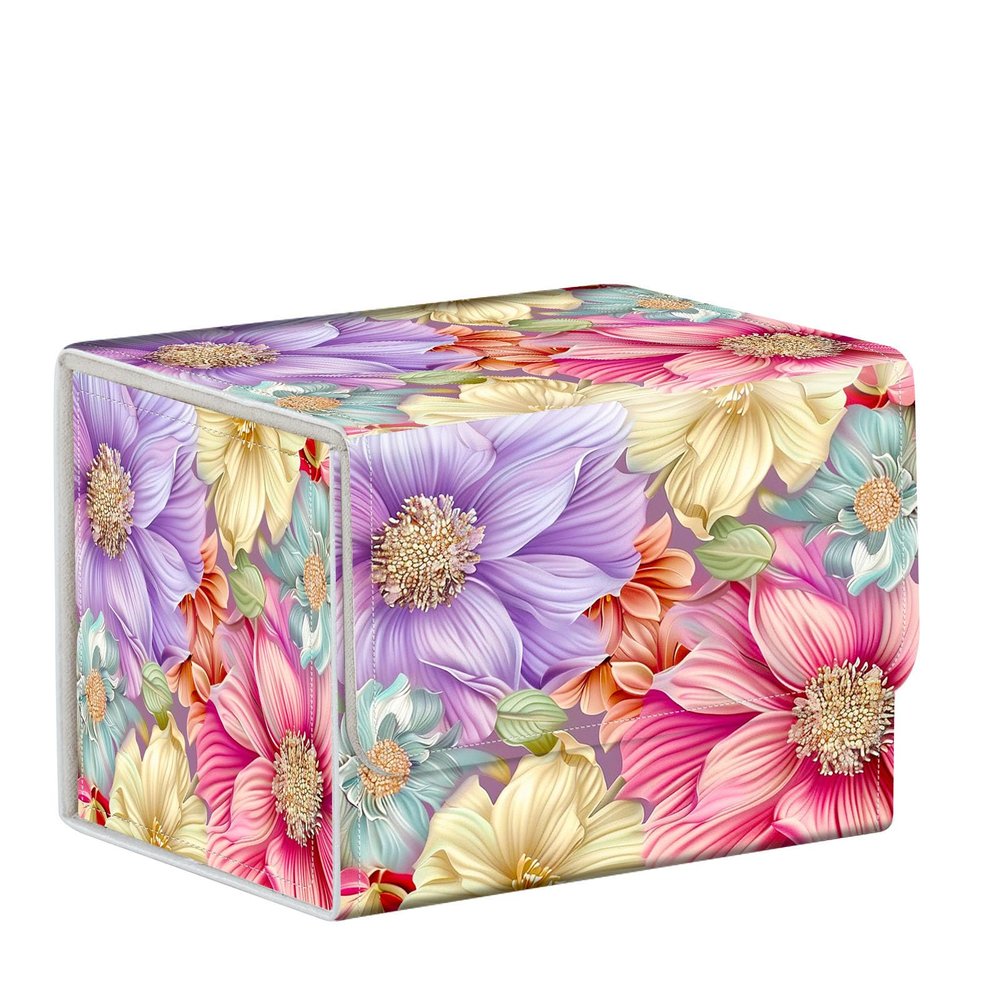 ETLKJVBL for MTG Deck Box, Premium Trading Card Storage Box, Pastel - Hued Floral Offering Organization & Protection with a Capacity for 100+ Anime Card Sleeves