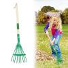 HELLORSO Leaf Rake-Small Wooden Handle Leaf Rake with Metal Tines, 27.76inches /70.5cm Length, Enjoy Garden Cleaning Activities (Green-1pc) view 1