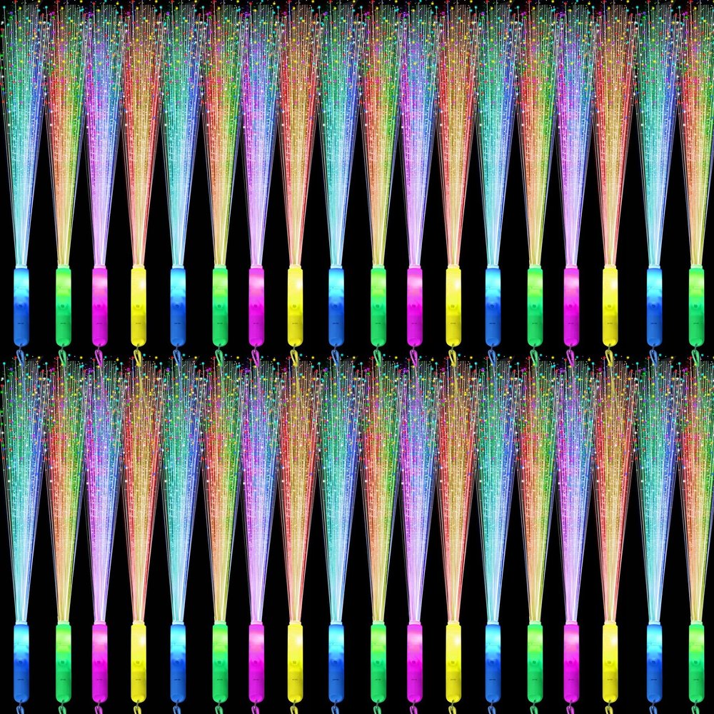 YOFOBU 30Pack LED Fiber Optic Wands,Glow Wands,LED Light Up Wands with 3 Flashing Models,Glow Wands Sticks for Halloween,Christmas,July 4th,Wedding,Birthday,Concert Club Party Favors