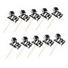 ULDIGI 10pcs Graduation Cupcake Toppers Class Cake Decoration Picks for Graduation Parties Elegant Hat Design for Desserts and Fruit for Celebrating Achievements view 1