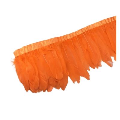 1Meter Colored Goose Feathers Trims Real Geese Feather Trim Tassel Fringe Ribbon White Black Feather Crafts Clothes Accessories(Orange)