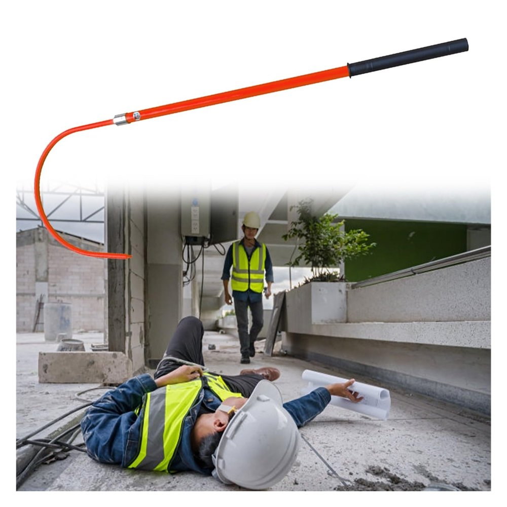 Rescue Hook Stick Electrical Safety Commercial High Voltage Insulated Rescue Hook, Anti-Electrocution Fire Electrical Safety Pole Tool Life-Saving Rod with Non-Slip Handle, for Power Station/Factory E
