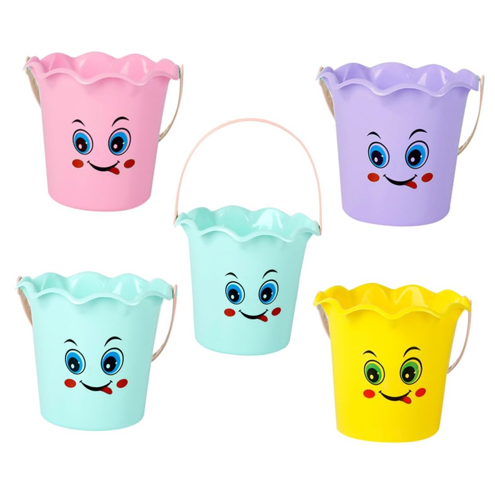 Alipis 5Pcs Thick Beach Buckets Portable Small Sand Buckets for Multi Purpose Sand Playing Tools Random Colors for Water Play and Digging