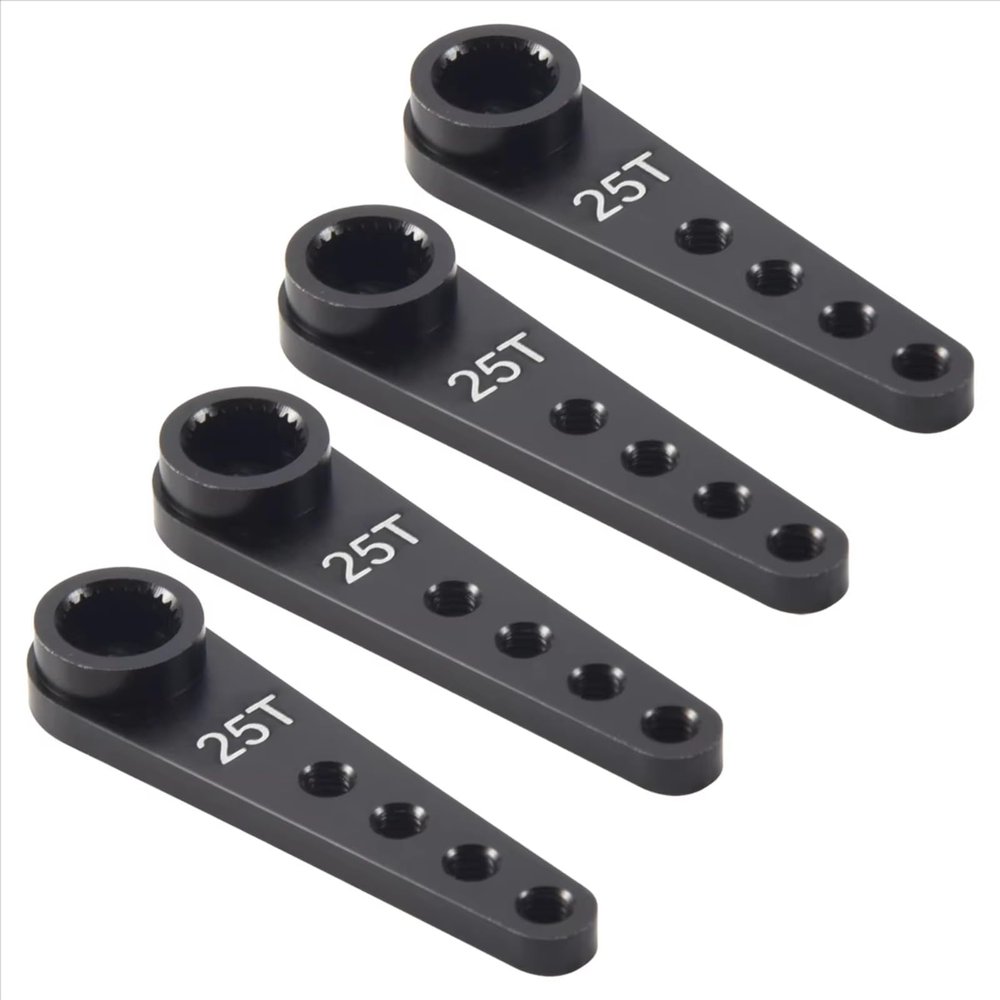 for 1/10 4PCS 37Mm 25T Metal Extension Steering Servo Arm Horn RC Car Crawler Parts Black Replacement Parts Upgrade Accessories RC Car Repair Kit