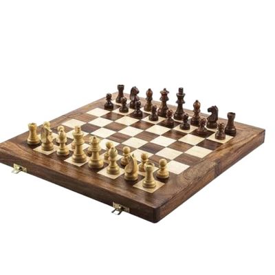 Handcrafted Wooden Magnetic Chess Set Natural Finish with Bonus Black & White Queen Pieces Gift for Game Nights, Travel & Chess Lovers