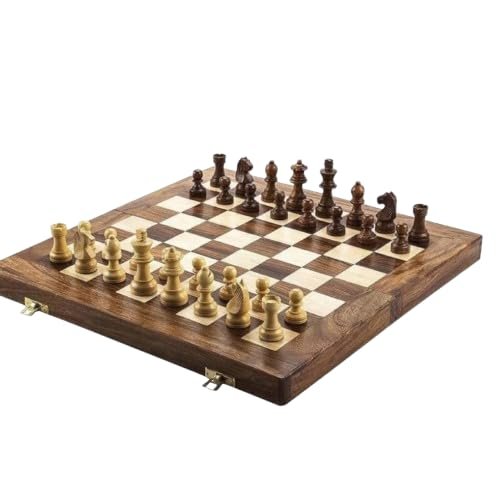 Handcrafted Wooden Magnetic Chess Set Natural Finish with Bonus Black & White Queen Pieces Gift for Game Nights, Travel & Chess Lovers