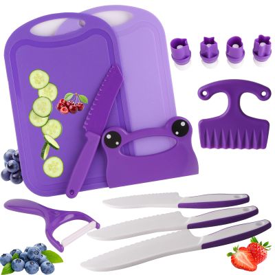 Montessori Kids Knife Set for Real Cooking Safe Kitchen Tools, Toddler Cooking Toys for Ages 4-10, Birthday Gift for Girls & Boys, Educational Cutting Set