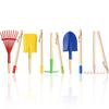 5 PCS 28" Detatchble Kids Gardening Tools, Metal Beach Digging Toys with Sturdy Wooden Handle, Safe Backyard Snow Sensory Playset Including Hoe, Tooth & Leaf Rakes, Flat & Pointed Shovels for Children view 4