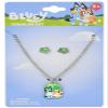 HER Bluey And Bingo Jewelry Set for Kids, Character Pendant Necklace with Flower Earrings, Ages 3+ view 1