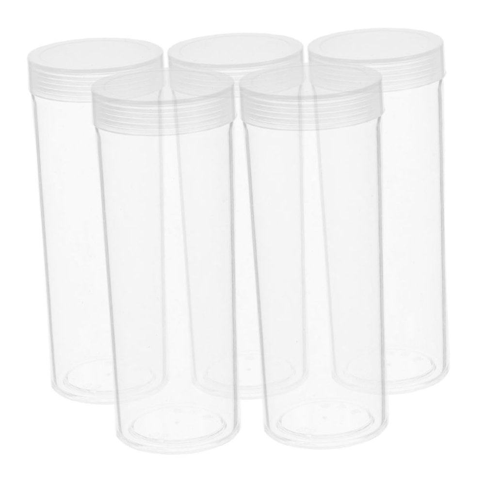 SEWOART 5pcs Coin Storage Tubes Lid Coin Holders Packaging Tube Collectors Supplies Storage for