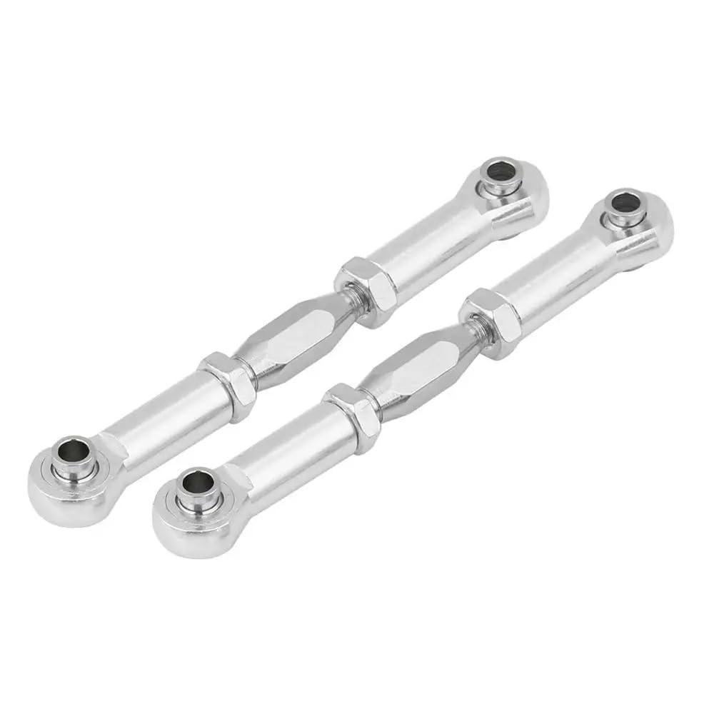 CNC Machined Aluminium Alloy Steering Rod RC Linkage Servo Rod Replacement Accessory for 94111/94188 RC Car Upgrade Parts(Silver)