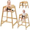 Neoflavie Wooden High Chair for Babies & Toddlers, Restaurant-Style Stackable High Chair with Commercial Grade Solid Wood for Dining Table & Kitchen, Easy to Clean Baby Booster Seat - Natural view 1