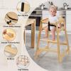 Neoflavie Wooden High Chair for Babies & Toddlers, Restaurant-Style Stackable High Chair with Commercial Grade Solid Wood for Dining Table & Kitchen, Easy to Clean Baby Booster Seat - Natural view 3