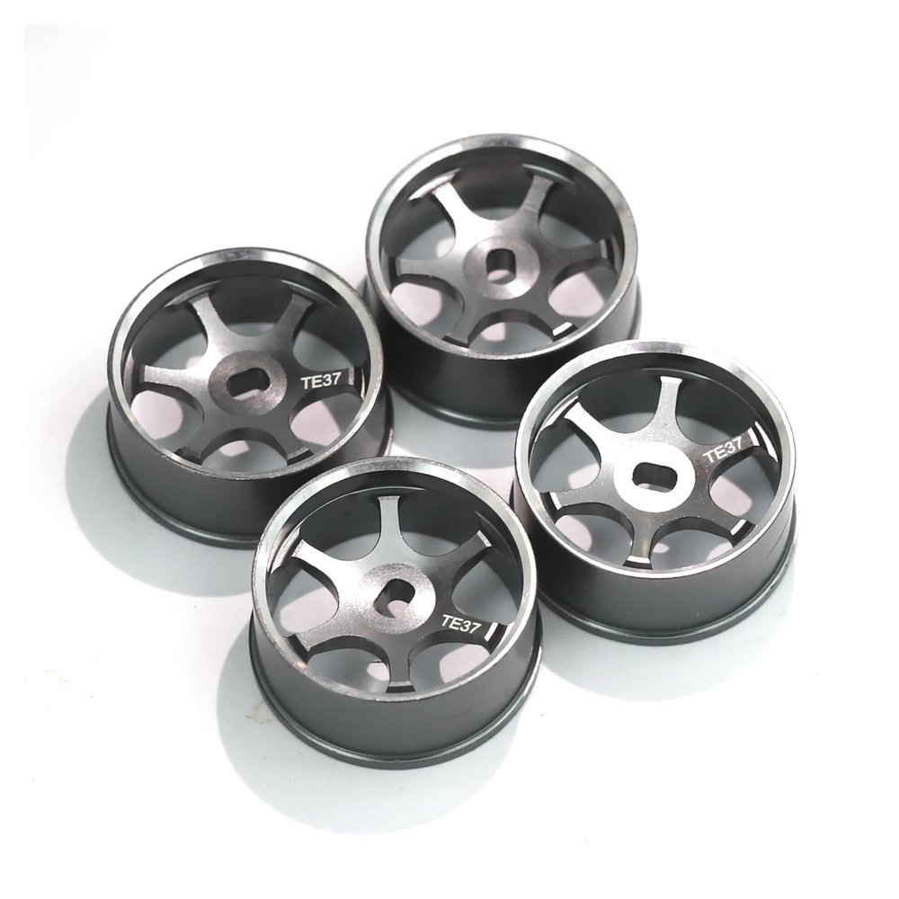 4pcs Drift Tires Tyre Metal Rim TE37 Hub Compatible with 284131 K969 K989 P939 1/28 RC Car Upgrades Parts