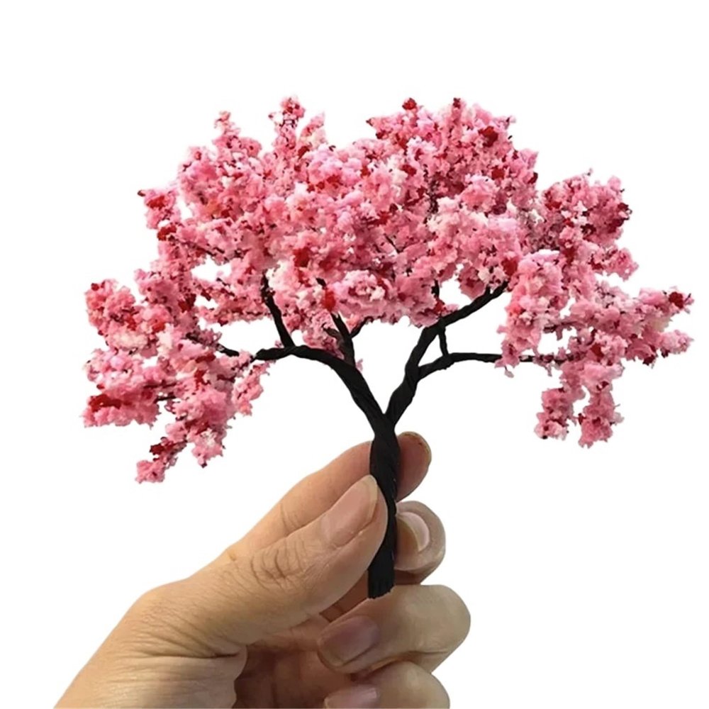 LZYXFP Scene Model Tree Peach Tree Cherry Tree Micro-Landscape Garden Rockery Landscaping Sand Table DIY Manual Model(Dark Pink Tall 9cm)