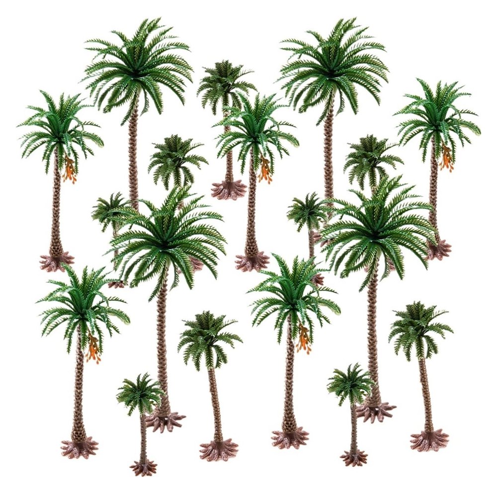 LZYXFP Height 6-15cm Coconut Palm Tree Model DIY Park Rainforest Train Railroad Decoration Building Landscape ature Tree 5Pcs(15cm 5pcs)