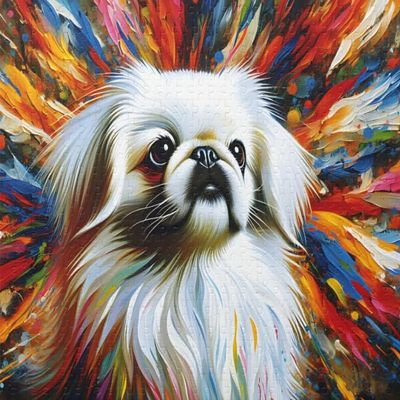 Pekingese | White | Dog Jigsaw Puzzle | 1000 Pieces | Gifts for Family, Kids, Pet Dog Lovers