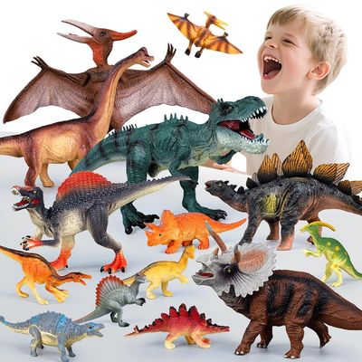 Drefirsa Dinosaur Toys for Kids 3-5 5-7, 14PCS Big Realistic Dinosaur Figure Set with 6 Jumbo & 8 Small, Educational Toddler Dino Toys for Boy & Girl Party Favor, Birthday Gift, Cake Decoration