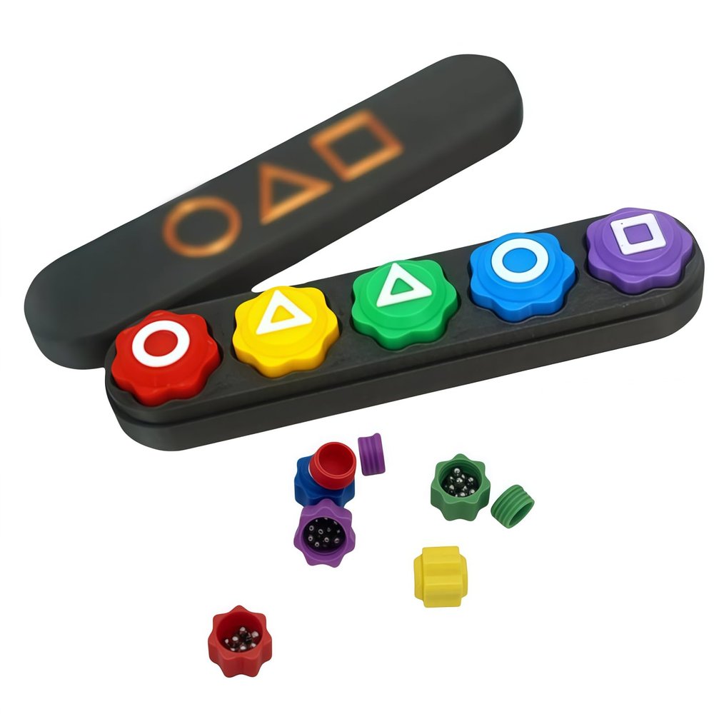 Redpai Gonggi Game Set Pack of 5 with Steel Beads - Authentic Korean Jackstones, 3D-Printed Durable Plastic Shells & Weighted Design forAdults, Traditional Toss & Catch Game Gift