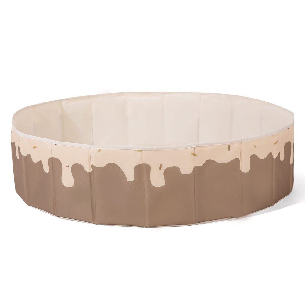 GOGOSO Foldable Ball Pit for Toddlers Large Foldable Puppy Dogs Cats Baby Infant Kids Portable Corner Ball-Pit Big Pop Up Collapsible Soft Play Tent Indoor Outdoor (Balls no Include) Beige Doughnut