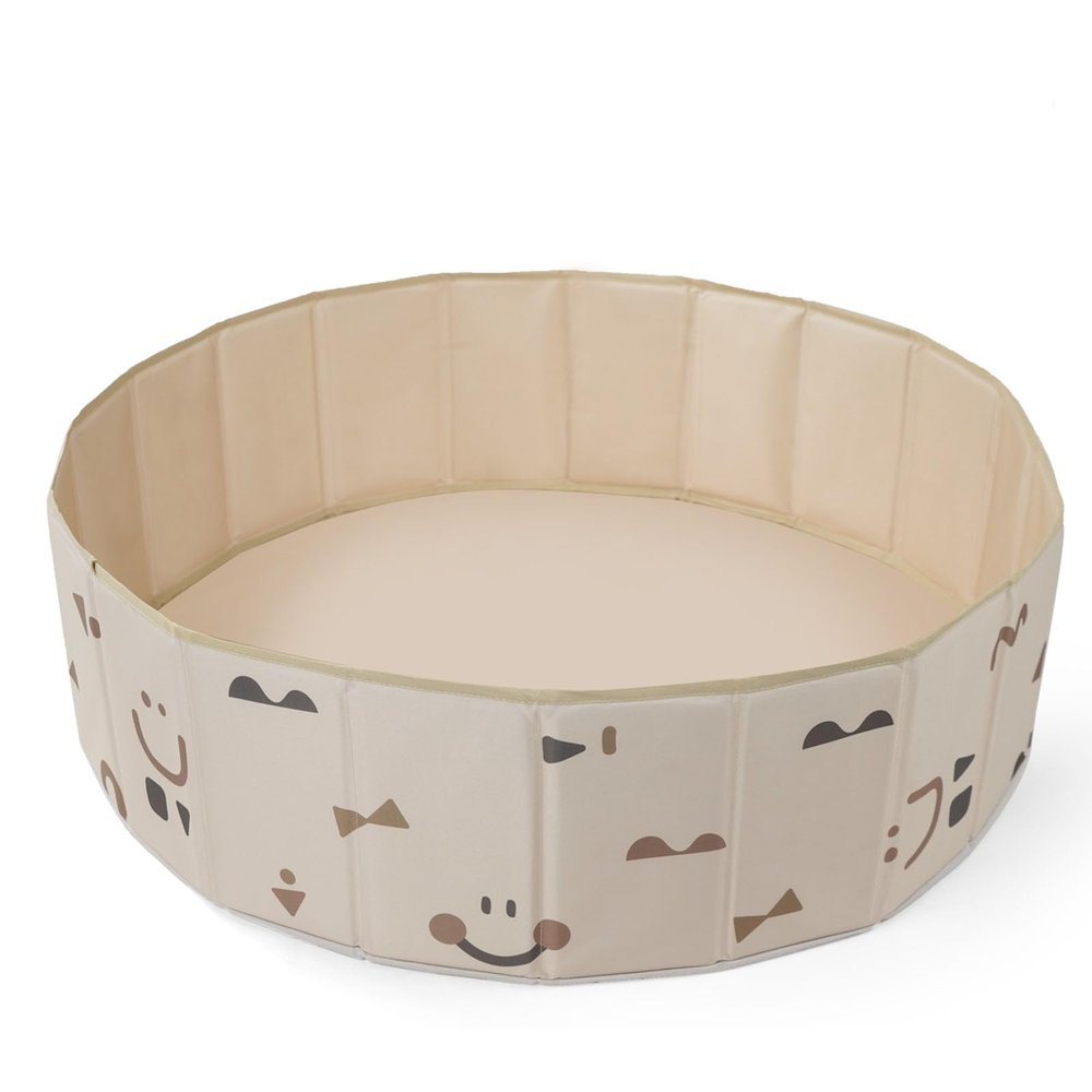 GOGOSO Foldable Ball Pit for Toddlers Large Foldable Puppy Dogs Cats Baby Infant Kids Portable Corner Ball-Pit Big Pop Up Collapsible Soft Play Tent Indoor Outdoor (Balls no Include) Beige Smile
