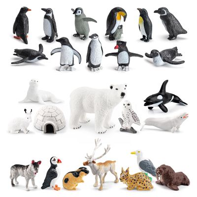 25PCS Big Polar Bear Arctic Penguin Figurines Toy Polar Animals Toys with Igloo Whales Caribou Penguin Walrus Figurines Cake Toppers Birthday Gifts for Preschool Educational Gift