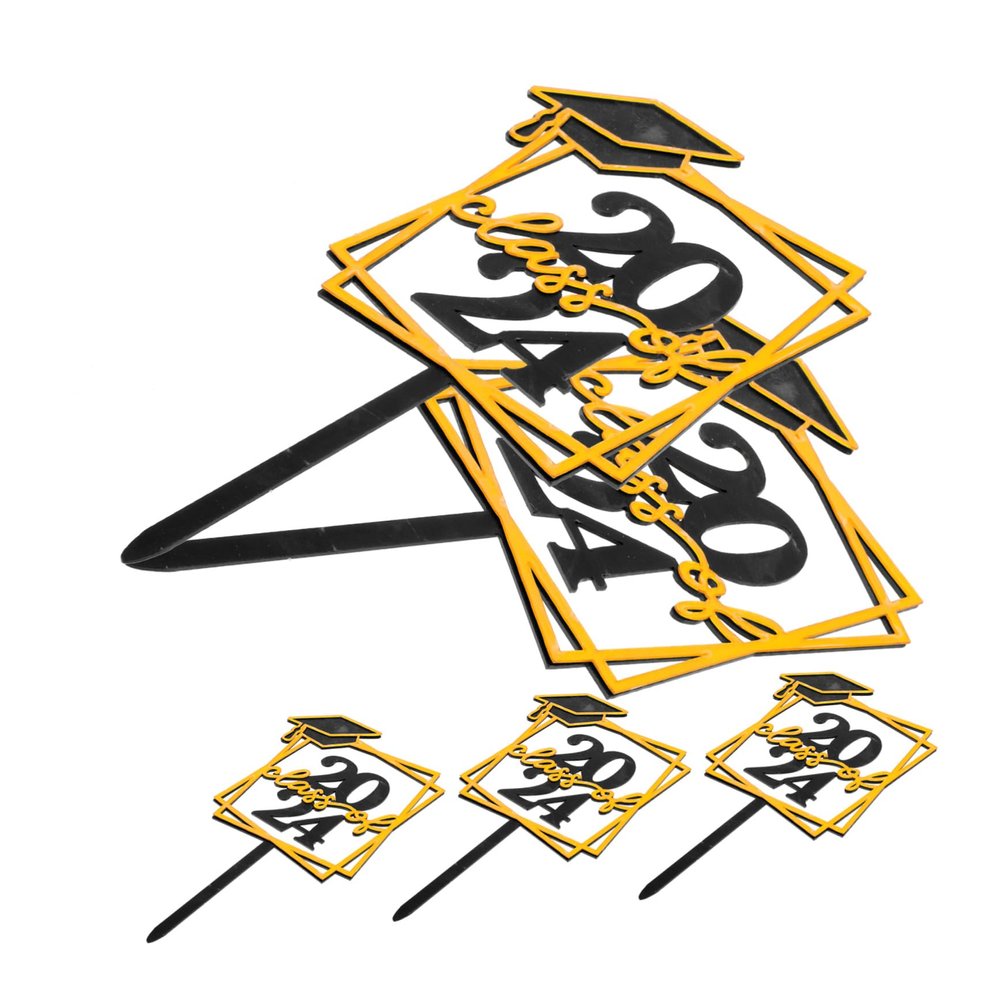 Cabilock 5pcs Graduation Cupcake Toppers Acrylic Class of Cake Picks Unique Graduation Theme Decoration for Parties and Celebrations