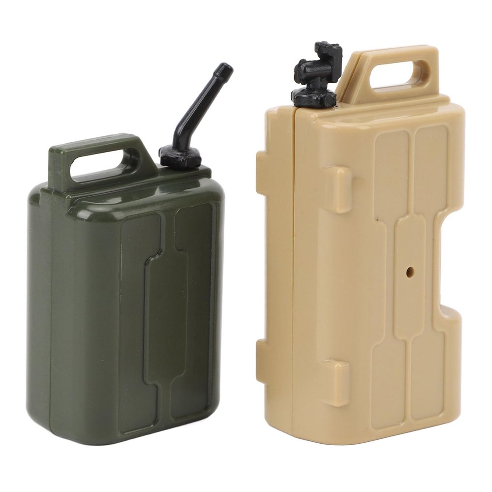 SPYMINNPOO RC Crawler Decoration, 1/10 Scale Simulation Gas Fuel Can Set Plastic Mini Fuel and Mini Gas Can for SCX10 1/10 RC Crawlers (Yellow+Green)