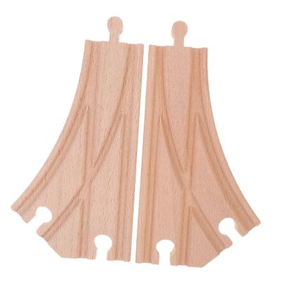 Abaodam 2pcs Wooden Train Track Switch Expandable Multi-Directional Tracks for Boy Girl Educational Play Compatible with Thomas Train Sets Wooden Accessories for Cognitive Skill