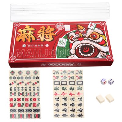BESPORTBLE Chinese Mahjong Game Set Portable Mahjong Table 144 Tiles Storage Bag for Travel Home