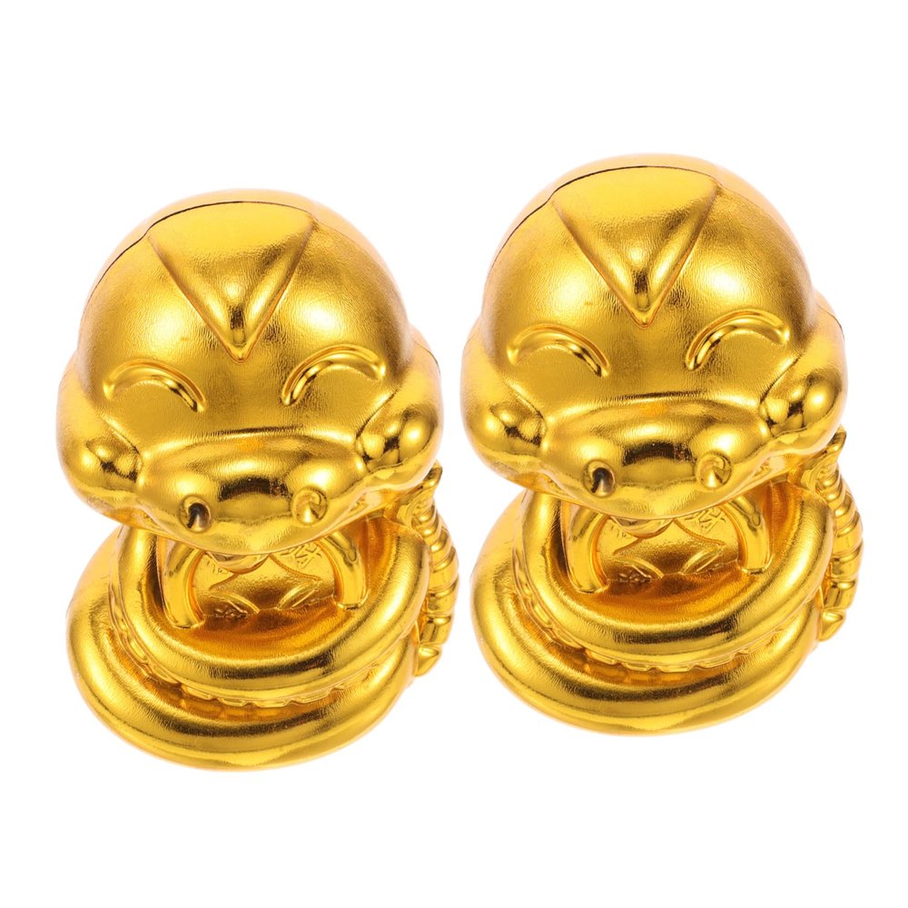 Abaodam 2pcs Cute Snake Year Piggy Bank for Kids Unbreakable Money Box Decorative Coin Bank for Home Office Gold-Plated Design
