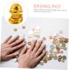 Abaodam 2pcs Cute Snake Year Piggy Bank for Kids Unbreakable Money Box Decorative Coin Bank for Home Office Gold-Plated Design view 3
