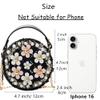 Cute Toddler Little Girls Round Crossbody Bag with Sunglasses Embellished with Pearl & Flower Mini Princess Style Handbag (Black) view 2