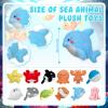 85 Pcs Adopt an Ocean Animal Party Favors Includes 12 Plush Sea Animals 12 Clear Favor Boxes 12 Adoption Cards 1 Adoption Sign Blue Raffia 48 Artificial Water Plants for Kids Sea Animal Adopt Party view 2