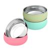 Bellas Friends Stainless Steel Baby Bowls with Silicone Sleeve 3 Pack, 4.3 for Toddlers Kids Feeding, Non-Slip, Non-Toxic, Mess-Free, Dishwasher Safe, Fit High Chair Size,pink mint green light green view 1