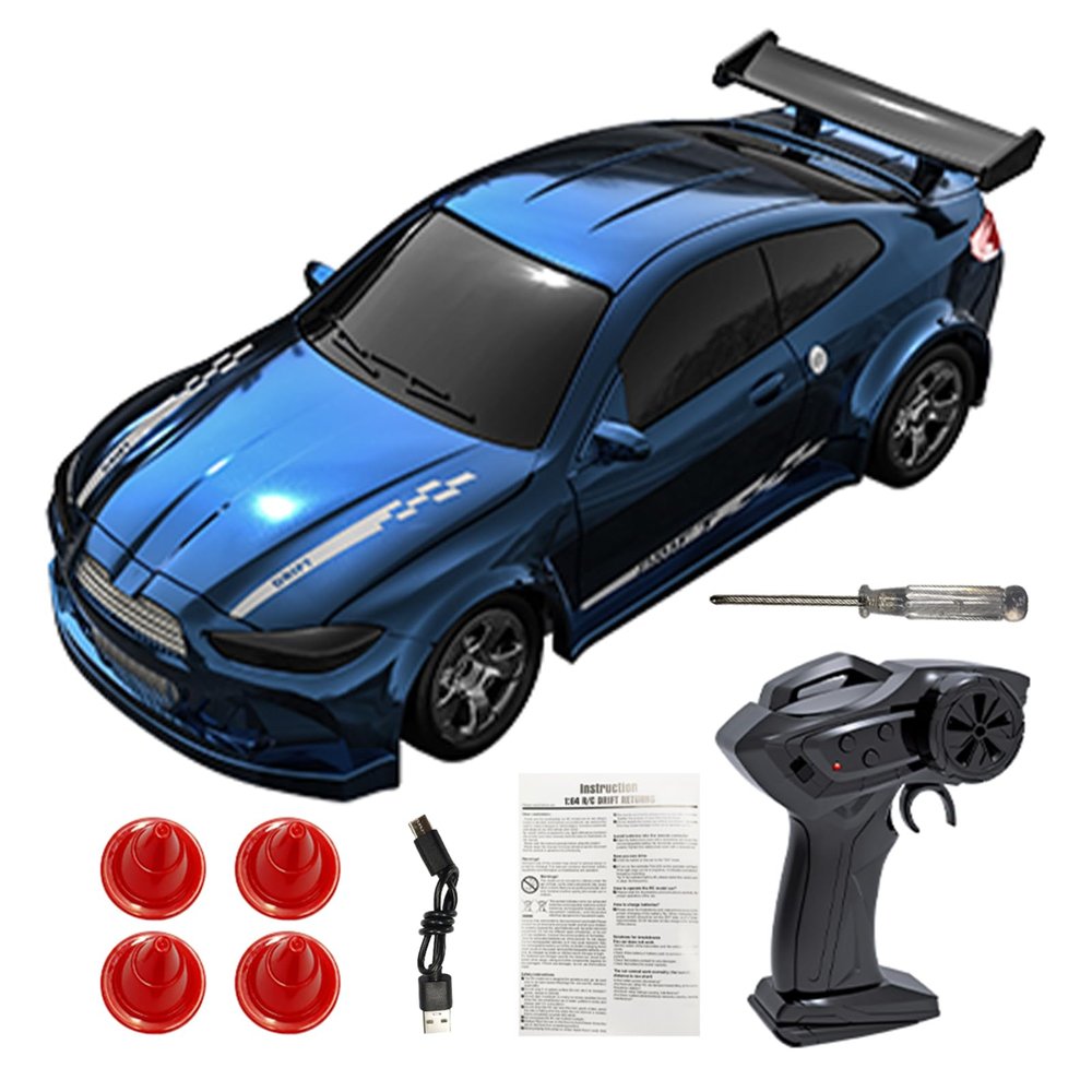 Authticar Remote Control Drift Car, 2.4GHz 4 Wheels Driver Mini Full Proportional Model Vehicle with LED Lights, Racing Sport Toy for Adults s s Teen (Blue)