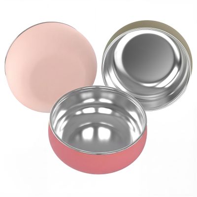 Bella's Friends Stainless Steel Baby Bowls with Silicone Sleeve 3 Pack, 4.3 for Toddlers Kids Feeding, Non-Slip, Non-Toxic, Mess-Free, Dishwasher Safe, Fit High Chair Size, Rose green Khaki