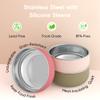 Bella's Friends Stainless Steel Baby Bowls with Silicone Sleeve 3 Pack, 4.3 for Toddlers Kids Feeding, Non-Slip, Non-Toxic, Mess-Free, Dishwasher Safe, Fit High Chair Size, Rose green Khaki view 3
