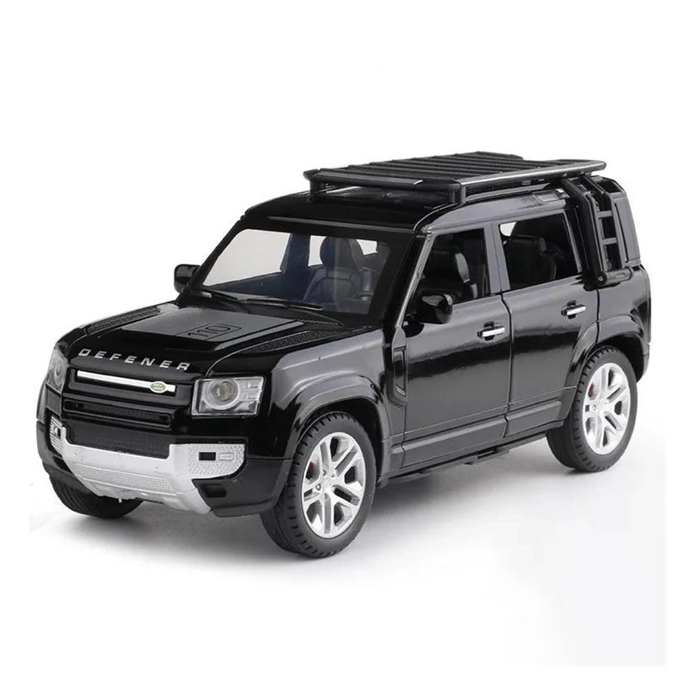 1 24 for Defender 110 SUV Alloy Diecast Metal Scale Car Model Collection Sound Light Off-Road Vehicles Car Gifts Simulation Vehicle Playset(Black)