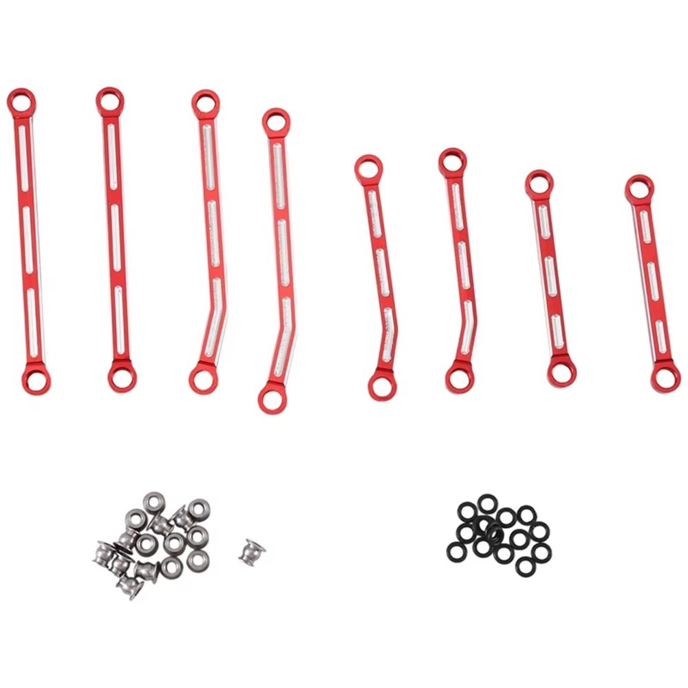 RC Spare Part Compatible with Traxxas for TRX4M 1/18 RC Crawler Car Upgrades Parts 8Pcs Metal High Clearance Suspension Link Rod Set 9749(Red)