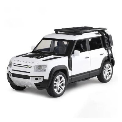 1 24 for Defender 110 SUV Alloy Diecast Metal Scale Car Model Collection Sound Light Off-Road Vehicles Car Gifts Simulation Vehicle Playset(White)