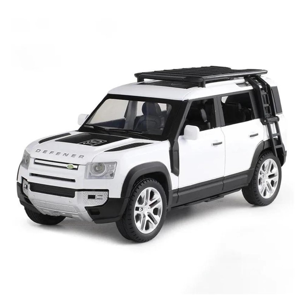 1 24 for Defender 110 SUV Alloy Diecast Metal Scale Car Model Collection Sound Light Off-Road Vehicles Car Gifts Simulation Vehicle Playset(White)