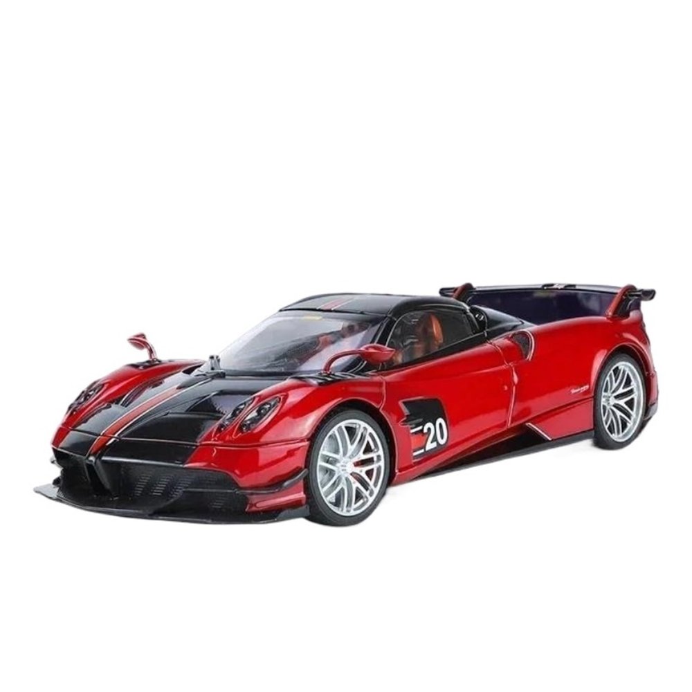 1 18 for Pagani Huayra BC Supercar Alloy Diecast Model Car Sound Light Simulation Collection Decorations Simulation Vehicle Playset(Red)